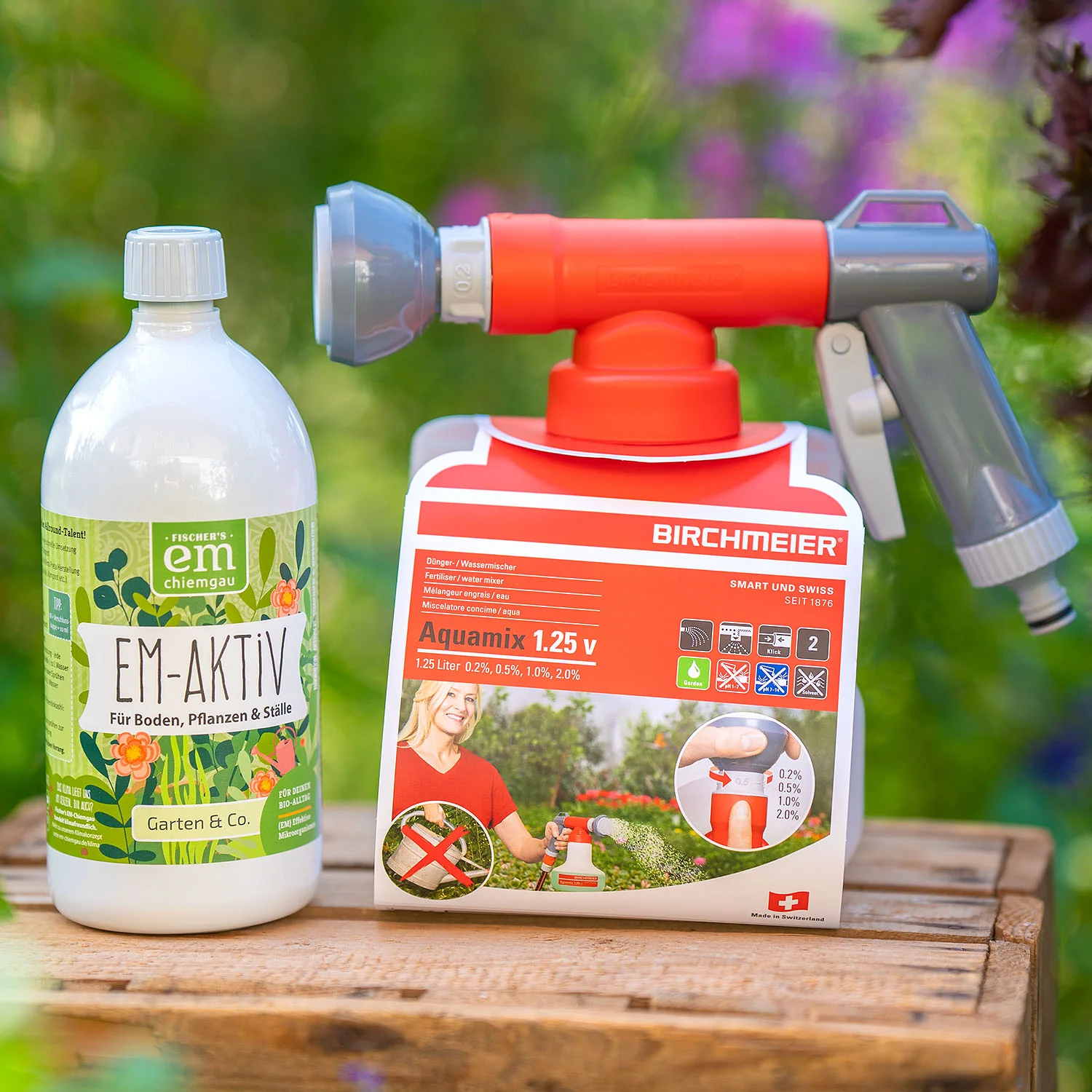 Garten-Gieß Set:  - Aquamix und 1 L EM-aktiv